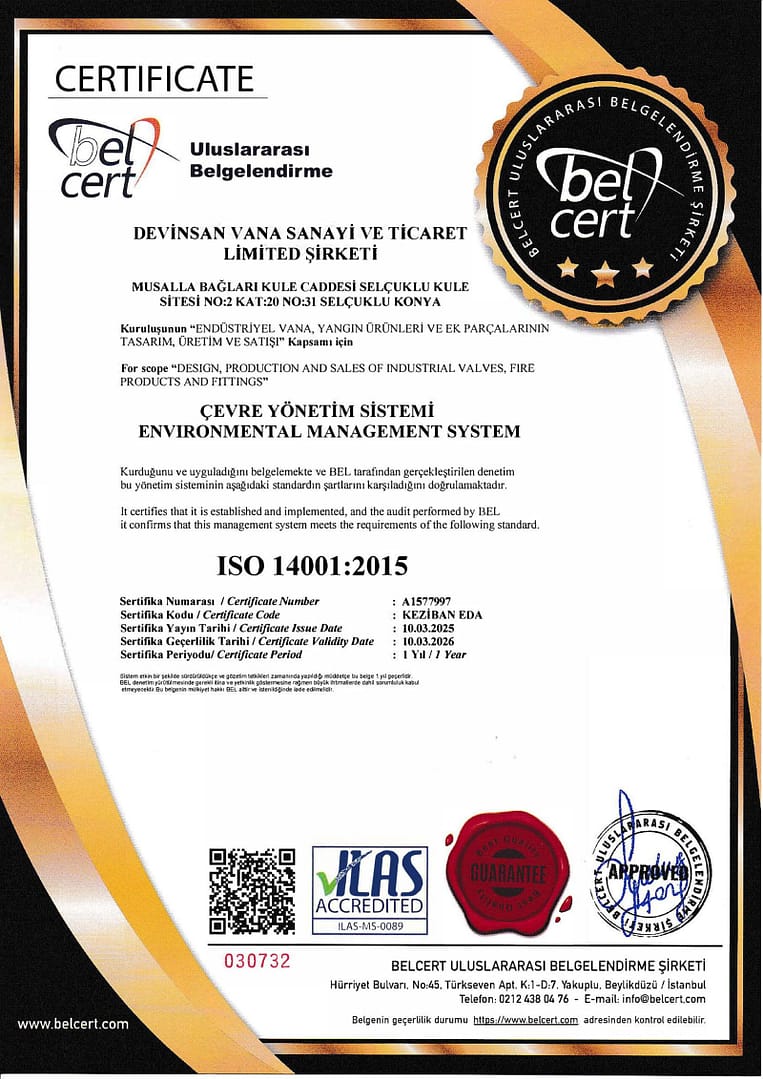 ISO 14001 environmental management certificate – Devinsan’s commitment to sustainable and eco-friendly industrial operations