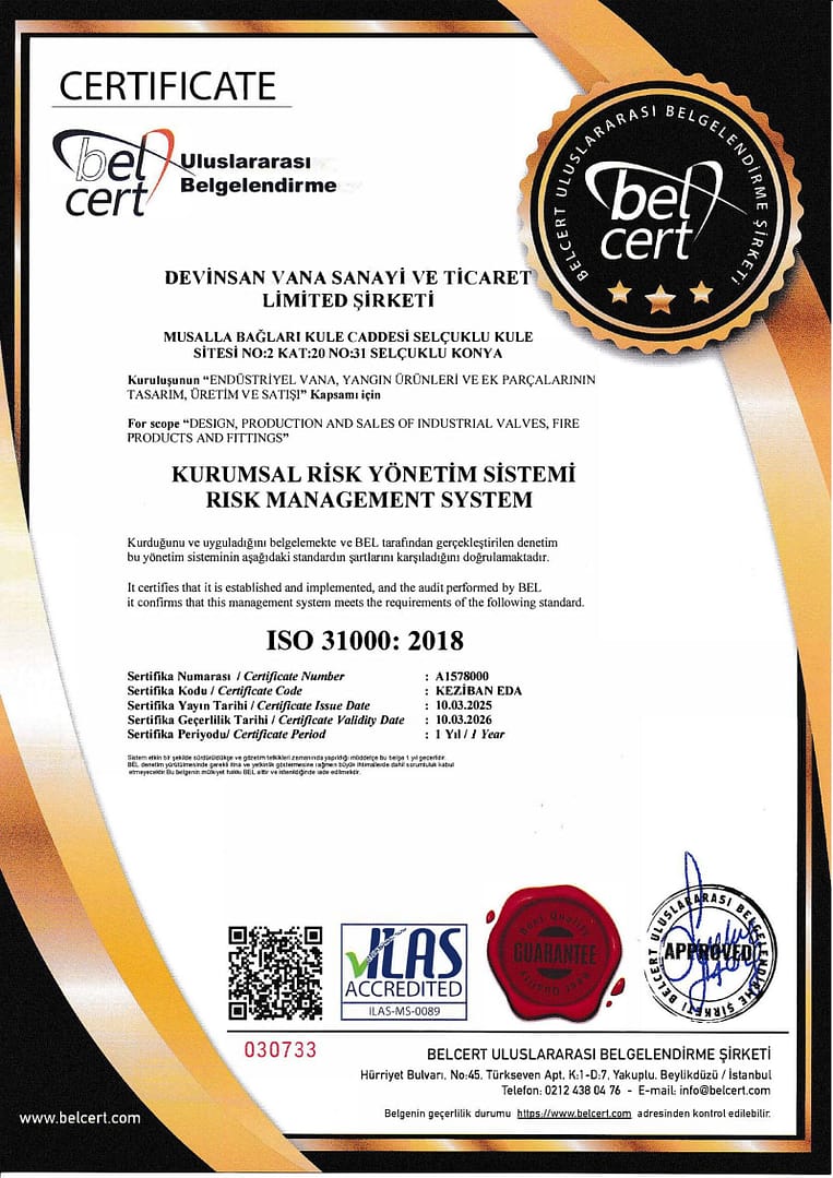 ISO 31000 risk management certificate – Devinsan’s international standard for systematic and effective risk control